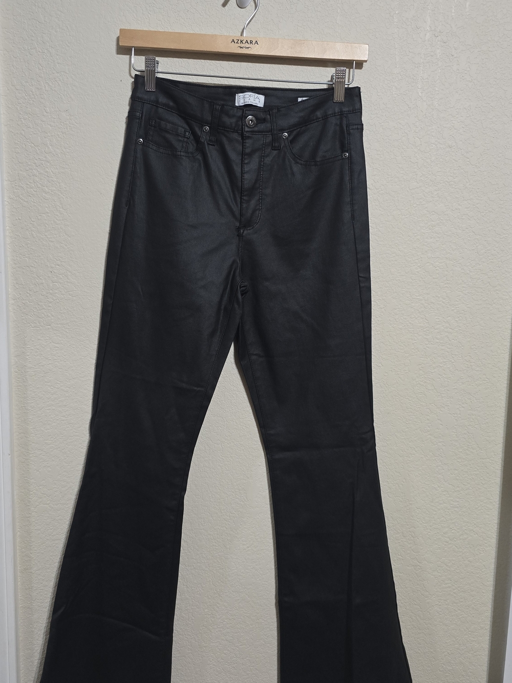 sofia by sofia vergara Black Coated Flare Pants